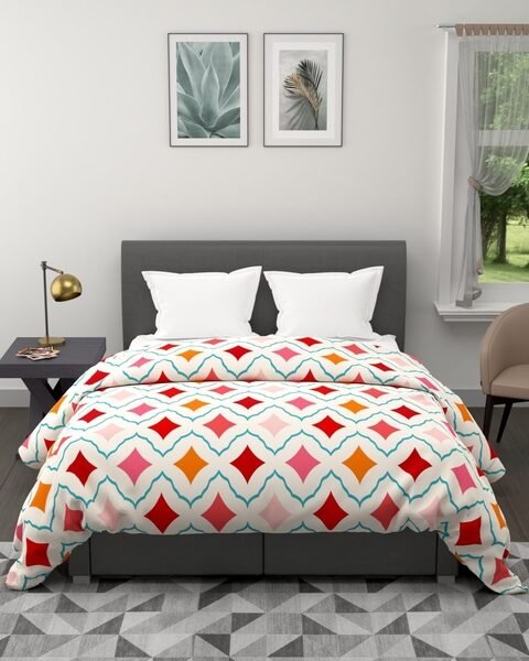 BIANCA Beige & Red Abstract AC Room 120 GSM Double Bed Comforter