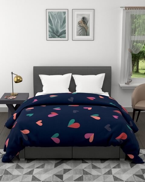 BIANCA Blue Abstract AC Room 120 GSM Double Bed Comforter
