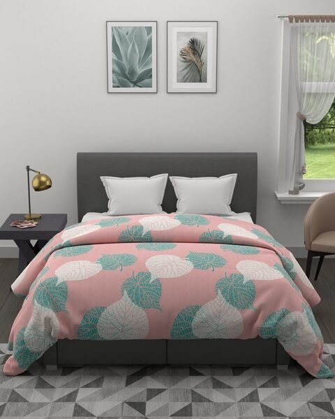 BIANCA Pink & Peach-Coloured Abstract AC Room 120 GSM Double Bed Comforter
