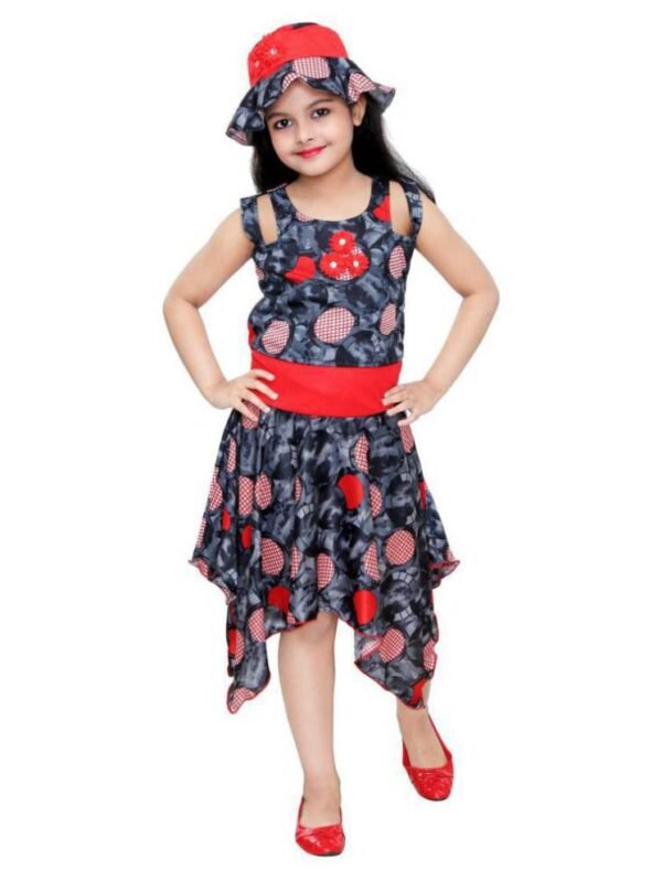 Digimart Red Dress With Cap For Girls