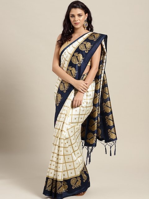 Buy Off-White & Red Sarees for Women by RudrakaasheMSU Online | Ajio.com