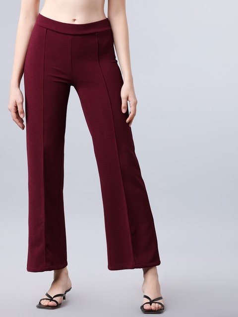 Women Relaxed Loose Fit High-Rise Parallel Trousers
