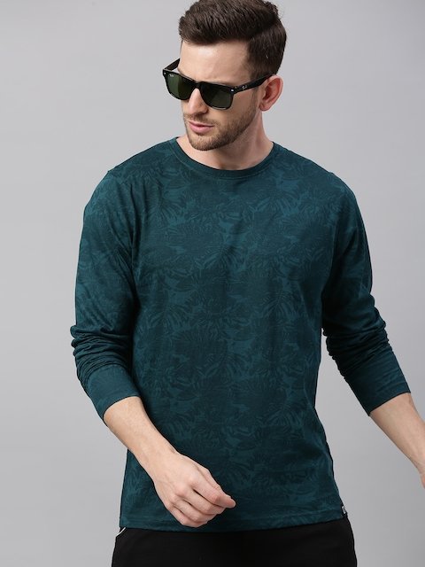 Urbano Fashion Men Teal Green Slim Fit Printed T-shirt – Wholesale Price App