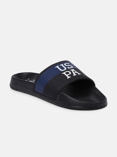 U.S. Polo Assn. Men Black Beesley 3.0 Printed Sliders – Wholesale Price App