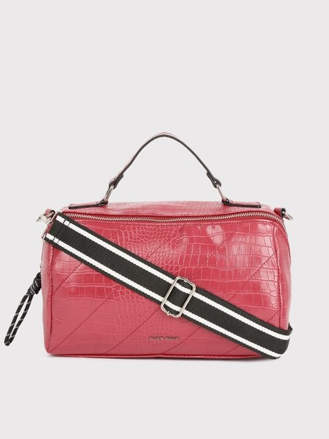 Allen Solly Pink Animal Textured PU Regular Structured Handheld Bag